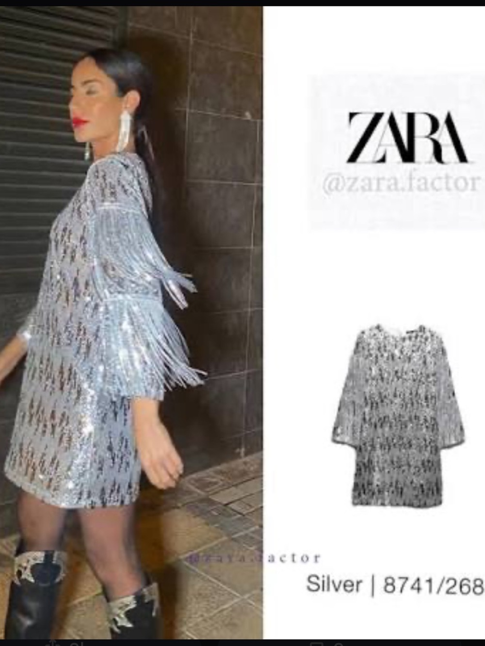 Zara Silver Sequin Fringe Mini Dress